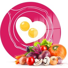 Decovetro Cam Kesme Tahtası Yuvarlak Aşk Yumurtası Desenli 30X30 cm