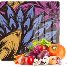 Decovetro Cam Kesme Tahtası Kare Dekoratif Çiçek Desenli 30X30 cm