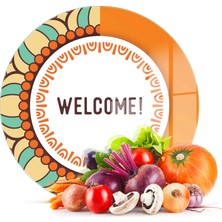 Decovetro Cam Kesme Tahtası Yuvarlak Welcome Desenli 30X30 cm