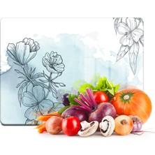 Decovetro Cam Kesme Tahtası Mavi Çiçek Desenli 20X30 cm