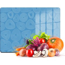 Decovetro Cam Kesme Tahtası Mavi Geometrik Çizgi Desenli 20X30 cm