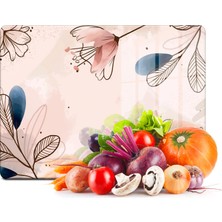 Decovetro Cam Kesme Tahtası Suluboya Pembe Çiçek Desenli 20X30 cm