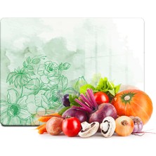Decovetro Cam Kesme Tahtası Suluboya Yeşil Çiçek Desenli 20X30 cm