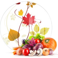 Decovetro Cam Kesme Tahtası Yuvarlak Renkli Çiçek Desenli 30X30 cm