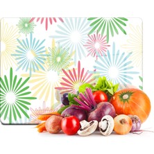 Decovetro Cam Kesme Tahtası ve Sunum Tablası Renkli Papatya Desenli 20X30 cm