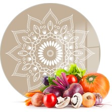 Decovetro Cam Kesme Tahtası Yuvarlak Mandala Desenli 30X30 cm