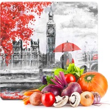 Decovetro Cam Kesme Tahtası Kare Love London Desenli 30X30 cm