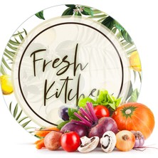 Decovetro Cam Kesme Tahtası Yuvarlak Fresh Kitchen Desenli 30X30 cm