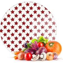 Decovetro Cam Kesme Tahtası Yuvarlak Kırmızı Yıldız Desenli 30X30 cm