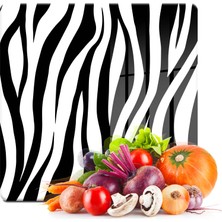 Decovetro Cam Kesme Tahtası Kare Zebra Desenli 30X30 cm