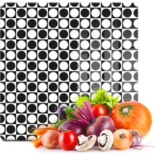 Decovetro Cam Kesme Tahtası Kare Küçük Yuvarlak Siyah Beyaz Desenli 30X30 cm