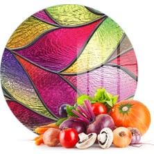 Decovetro Cam Kesme Tahtası Yuvarlak Vitray Desenli 30X30 cm