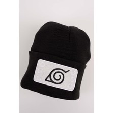 Touz Anime Naruto Konoha Nakış Işleme Unisex Siyah  Bere