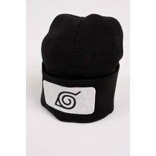 Touz Anime Naruto Konoha Nakış Işleme Unisex Siyah  Bere