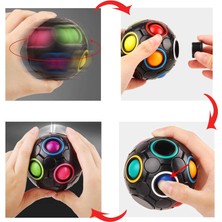 Zljnx Dönen Stres Gökkuşağı Topu Infinity Rölyef Spinner Fidget Oyuncak Yetişkinler Çocuklar Için Eğitici Sihirli Küp Bulmaca Siyah (Yurt Dışından)