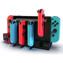 Zljnx Nintendo Anahtarı Şarj Cihazı 4 Port Joycons Denetleyici Gamepad Şarj Standı Istasyonu Anahtarı Konsol Tutucu Şarj Cihazı 9 Oyun Yuvaları (Yurt Dışından)