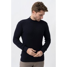 White Stone Cartagena 241284 Slim Fit Pamuklu Fitilli Yarım Balıkçı Triko Laci
