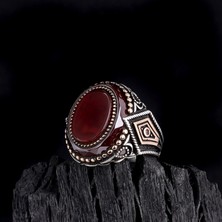 Tesbih Sepetim 925 Ayar Gümüş Çember Akik Taşlı Oval Model Erkek Yüzük