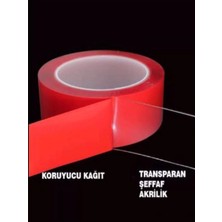 Megabond Çift Taraflı Çok Kuvvetli Silikonlu Su Geçirmez Akrilik Şeffaf Bant 18MM x 2mt