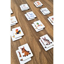 Woody City Ahşap Sevimli Çiftlik Hayvanları Zeka Kartları Eşleştirme Oyunu Okul Öncesi Eğitim Materyali