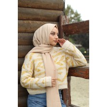 Moda Mevsimi Fivescarf Pamuk Kraş Caz Şal Dore Bej