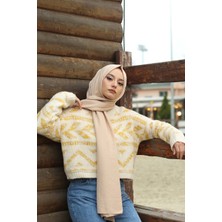 Moda Mevsimi Fivescarf Pamuk Kraş Caz Şal Dore Bej