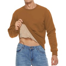 Ghassy Co. Erkek Ultra Termal Sherpa Peluş Astarlı Bisiklet Yaka Sweatshirt