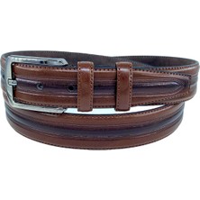 Süzer Deri 3.5 Cm Klasik Deri Kemer Kahverengi Desenli