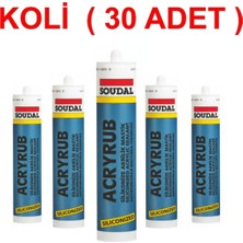 Güçlü Soudal Acryrub Silikonize Mastik 500 gr Beyaz -30 Adet (1 Koli)