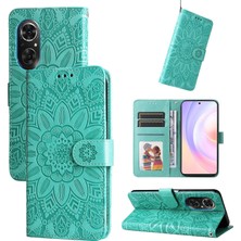 Yihang Boutique Honor 50 Se ile Uyumlu Sunflower Kabartmalı Pu Deri Cüzdan Kılıf Kart Yuvaları ve Kickstand ile Çevirmeli Koruyucu Telefon Kapağı (Yurt Dışından)