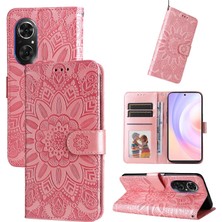 Yihang Boutique Honor 50 Se ile Uyumlu Sunflower Kabartmalı Pu Deri Cüzdan Kılıf Kart Yuvaları ve Kickstand ile Çevirmeli Koruyucu Telefon Kapağı (Yurt Dışından)