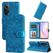 Yihang Boutique Honor 50 Se ile Uyumlu Sunflower Kabartmalı Pu Deri Cüzdan Kılıf Kart Yuvaları ve Kickstand ile Çevirmeli Koruyucu Telefon Kapağı (Yurt Dışından)