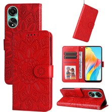 Yihang Boutique Oppo A78 4g ile Uyumlu Sunflower Kabartmalı Pu Deri Cüzdan Kılıf Kart Yuvaları ve Kickstand ile Çevirmeli Koruyucu Telefon Kapağı (Yurt Dışından)