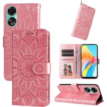 Yihang Boutique Oppo A78 4g ile Uyumlu Sunflower Kabartmalı Pu Deri Cüzdan Kılıf Kart Yuvaları ve Kickstand ile Çevirmeli Koruyucu Telefon Kapağı (Yurt Dışından)