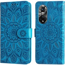 Yihang Boutique Honor 50 Pro ile Uyumlu Sunflower Kabartmalı Pu Deri Cüzdan Kılıf Kart Yuvaları ve Kickstand ile Çevirmeli Koruyucu Telefon Kapağı (Yurt Dışından)