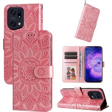 Yihang Boutique Oppo Find X5 ile Uyumlu Sunflower Kabartmalı Pu Deri Cüzdan Kılıf Kart Yuvaları ve Kickstand ile Çevirmeli Koruyucu Telefon Kapağı (Yurt Dışından)