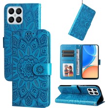 Yihang Boutique Honor X8 ile Uyumlu Sunflower Kabartmalı Pu Deri Cüzdan Kılıf Kart Yuvaları ve Kickstand ile Çevirmeli Koruyucu Telefon Kapağı (Yurt Dışından)