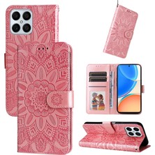 Yihang Boutique Honor X8 ile Uyumlu Sunflower Kabartmalı Pu Deri Cüzdan Kılıf Kart Yuvaları ve Kickstand ile Çevirmeli Koruyucu Telefon Kapağı (Yurt Dışından)