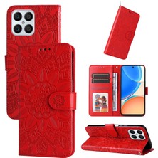 Yihang Boutique Honor X8 ile Uyumlu Sunflower Kabartmalı Pu Deri Cüzdan Kılıf Kart Yuvaları ve Kickstand ile Çevirmeli Koruyucu Telefon Kapağı (Yurt Dışından)