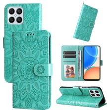 Yihang Boutique Honor X8 ile Uyumlu Sunflower Kabartmalı Pu Deri Cüzdan Kılıf Kart Yuvaları ve Kickstand ile Çevirmeli Koruyucu Telefon Kapağı (Yurt Dışından)