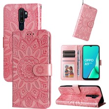 Yihang Boutique Oppo A9 2020/A5 2020 ile Uyumlu Sunflower Kabartmalı Pu Deri Cüzdan Kılıf Kart Yuvaları ve Kickstand ile Çevirmeli Koruyucu Telefon Kapağı (Yurt Dışından)