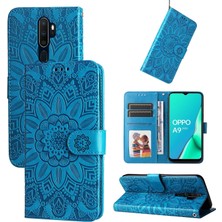 Yihang Boutique Oppo A9 2020/A5 2020 ile Uyumlu Sunflower Kabartmalı Pu Deri Cüzdan Kılıf Kart Yuvaları ve Kickstand ile Çevirmeli Koruyucu Telefon Kapağı (Yurt Dışından)