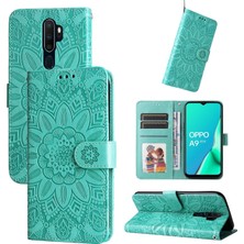 Yihang Boutique Oppo A9 2020/A5 2020 ile Uyumlu Sunflower Kabartmalı Pu Deri Cüzdan Kılıf Kart Yuvaları ve Kickstand ile Çevirmeli Koruyucu Telefon Kapağı (Yurt Dışından)