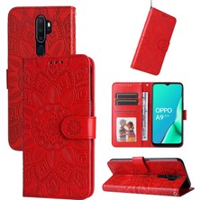 Yihang Boutique Oppo A9 2020/A5 2020 ile Uyumlu Sunflower Kabartmalı Pu Deri Cüzdan Kılıf Kart Yuvaları ve Kickstand ile Çevirmeli Koruyucu Telefon Kapağı (Yurt Dışından)