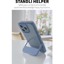 DEİLMİ IPhone 13 Pro Uyumlu Gizli Stand Özellikli Lens Korumalı Helper Şeffaf Slikon Kılıf