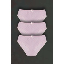 Gri Mor Tekstil 3'lü Kız Çocuk  Pamuk Dantelli Pembe Slip Külot