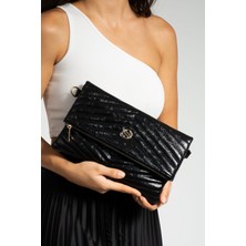 Sanmorris Kadın Deri Kapitone Desenli Mıknatıslı Fermuarlı Portföy Çanta