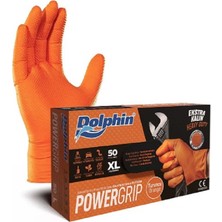 Dolphin Powergrıp Xl 20 Paket 50'li Ekstra Kalın Turuncu Nitril Eldiven