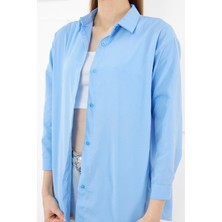 BRAKO TEKSTİL Kadın  Oversize Uzun Basic Gömlek