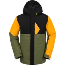 Volcom Sarı Erkek Kapüşon Yaka Gore-Tex Desenli Kayak Montu